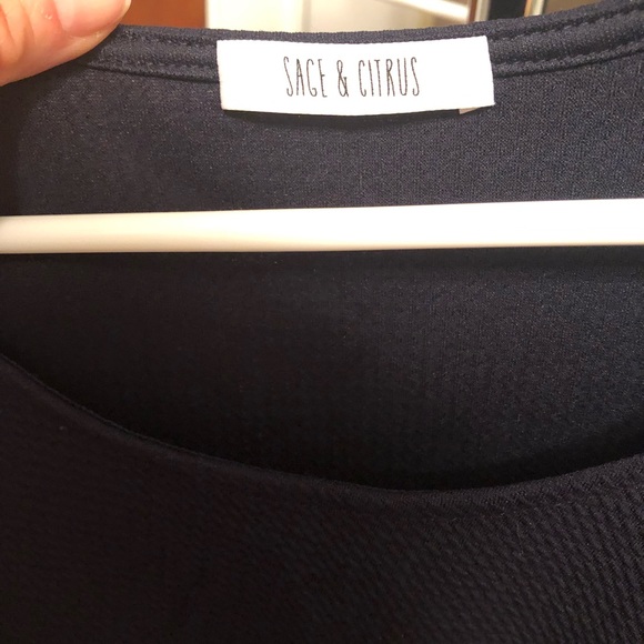 NWOT Sage & Citrus short sleeved navy blue dress - Picture 3 of 4